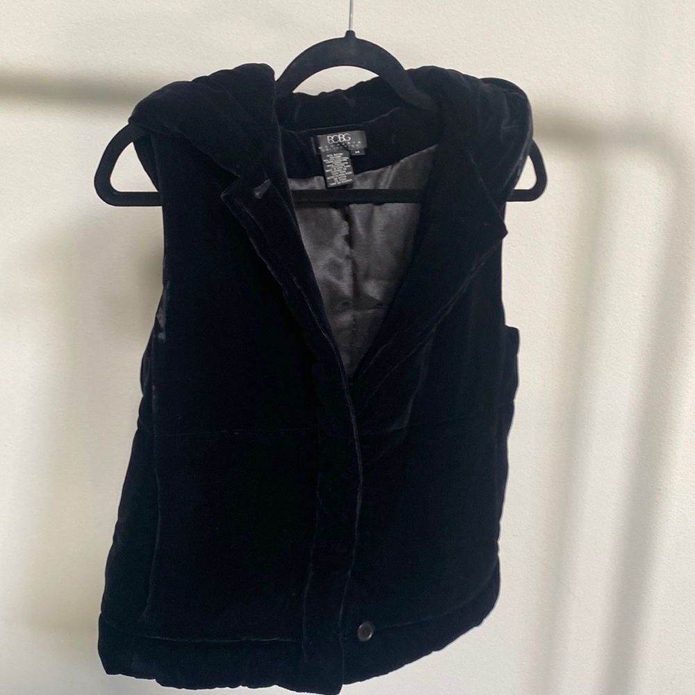 BCBG velvet hooded vest